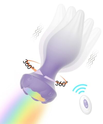 Plug Anal em Silicone Cor gradiente​, com 10 Modos de Vibração e 10 Modos de Rotação, Luz de Led e Controle Remoto sem Fio - YOUVIBE