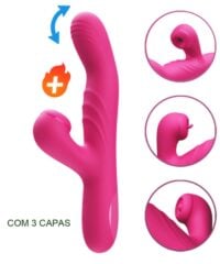 Vibrador para Ponto G e Clitóris Recarregável com 3 Capas para Estimular o Clitóris, com 8 Modos de Vibração e Movimento e Função de Aquecimento - Malone - YOUVIBE