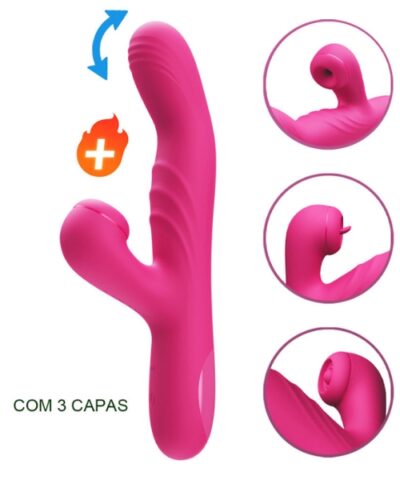 Vibrador para Ponto G e Clitóris Recarregável com 3 Capas para Estimular o Clitóris, com 8 Modos de Vibração e Movimento e Função de Aquecimento - Malone - YOUVIBE