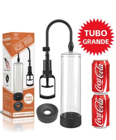 Bomba Peniana Tubo Grande Com 2 Aneis - 28x9 cm