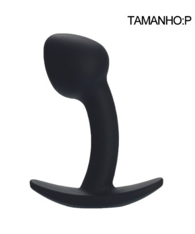 Plug Anal Curvado e Flexível em Silicone na Cor Preta - Tamanho P