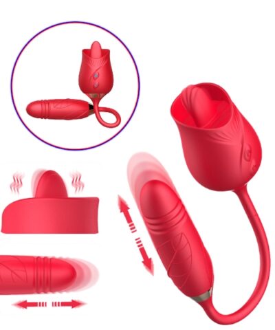 Vibrador Duplo Flexível com 10 Movimentos de Língua 10 Modos de Vibração e 10 Modos de Vai e Vem - OLENA