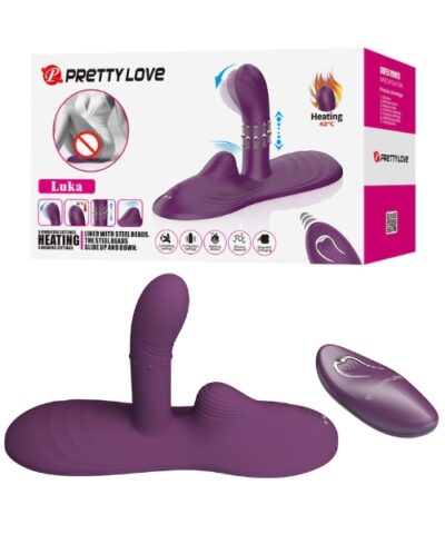 Vibrador para Ponto G e Clitóris de Silicone Completo para Sentar com Controle Remoto Sem Fio com Aquecimento - LUKA - PRETTY LOVE