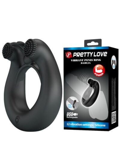 Anel Peniano Recarregável para Uso em Casal com Estimulador para a Parceira - DAHLIA - PRETTY LOVE