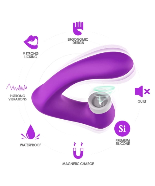Vibrador Ponto G com Estimulador de Língua 2 em 1 de Silicone e Recarregável com 9 Modos - USK - Imagem 3