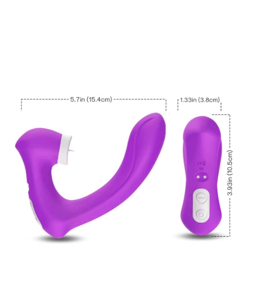 Vibrador Ponto G com Estimulador de Língua 2 em 1 de Silicone e Recarregável com 9 Modos - USK - Imagem 4