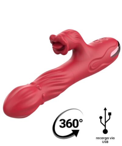 Vibrador Rotativo com Estimulador em Formato de Boca – 9 Modos de Vibração e 9 Modos de Rotação