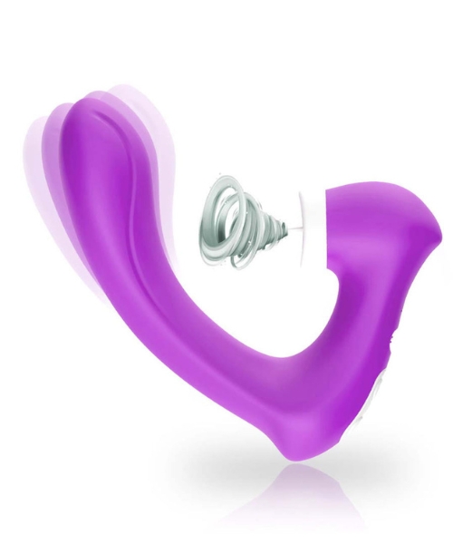 Vibrador Ponto G com Estimulador de Língua 2 em 1 de Silicone e Recarregável com 9 Modos - USK