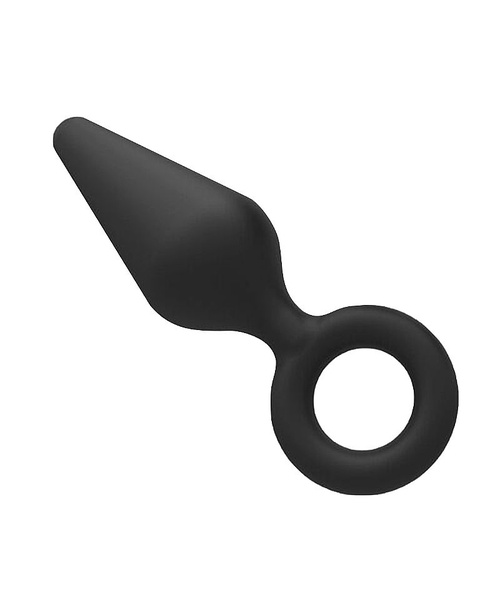Plug Anal em Silicone - Formato Cone com Alça de Dedo - 11,6 x 3,3 cm