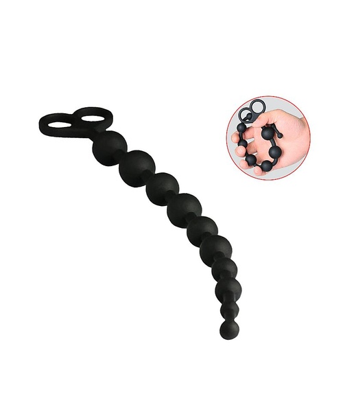 Plug Anal Escalonado em Silicone Flexível com Alça para os Dedos - 34 cm