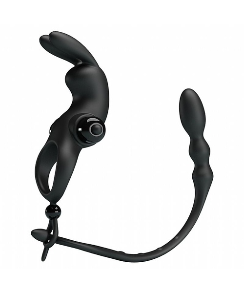 Anel Peniano com Plug Anal e Estimulador de Clitóris - Penis Sleeve V - Pretty Love - Imagem 6