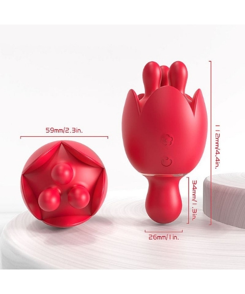 Vibrador Formato de Rosa - Com Rotação de 360º para Estímulo do Clitóris - Vibração na Parte de Cima e Baixo- Lilium 2 - S-Hande - Imagem 4