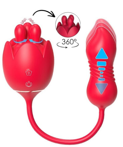 Vibrador Formato Rosa com Rotação 360º para Clitóris e Vibro Vai e Vem no Ponto G - Lilium 7 - S-Hande