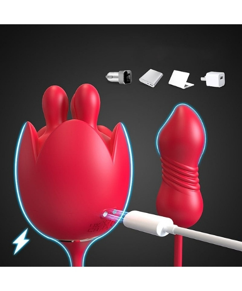 Vibrador Formato Rosa com Rotação 360º para Clitóris e Vibro Vai e Vem no Ponto G - Lilium 7 - S-Hande - Imagem 6