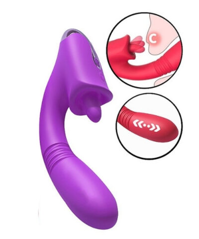 Vibrador de Ponto G e Clitóris com 9 Modos de Língua com Movimentos e Vai e Vem - Condice - S-Hande
