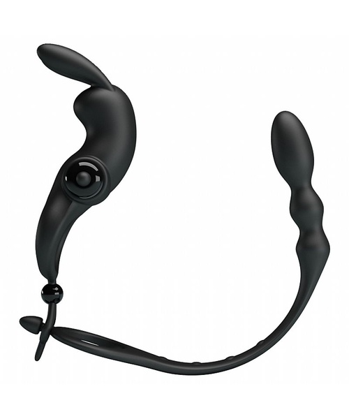 Anel Peniano com Plug Anal e Estimulador de Clitóris - Penis Sleeve V - Pretty Love - Imagem 2