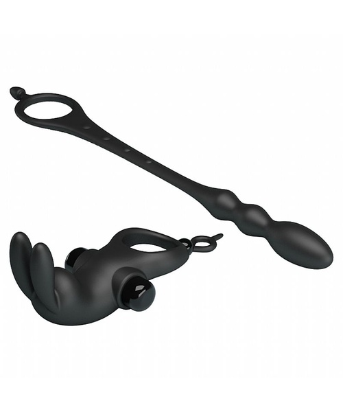Anel Peniano com Plug Anal e Estimulador de Clitóris - Penis Sleeve V - Pretty Love - Imagem 4