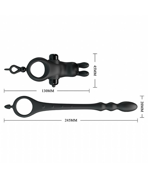 Anel Peniano com Plug Anal e Estimulador de Clitóris - Penis Sleeve V - Pretty Love - Imagem 5