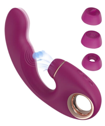 Vibrador de Ponto G e Sugador de Clitóris com 9 Modos de Tapping, Vibração e Pulsação + 3 acessórios para Pulsação, Língua e Tapping - Joanna - S-Hande