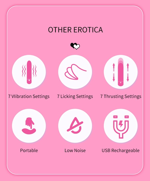 Mini Vibrador Duplo Com 7 Modos De Vai e Vem,7 Modos De Vibração e 7 Movimentos De Língua - Chaley - PRETTY LOVE - Imagem 10