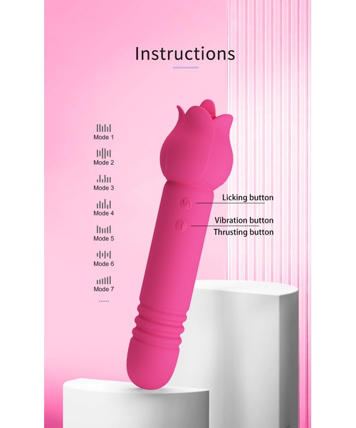 Mini Vibrador Duplo Com 7 Modos De Vai e Vem,7 Modos De Vibração e 7 Movimentos De Língua - Chaley - PRETTY LOVE - Imagem 7