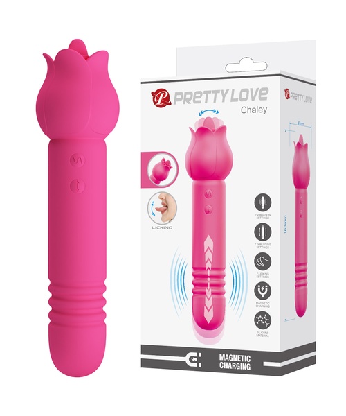 Mini Vibrador Duplo Com 7 Modos De Vai e Vem,7 Modos De Vibração e 7 Movimentos De Língua - Chaley - PRETTY LOVE - Imagem 2