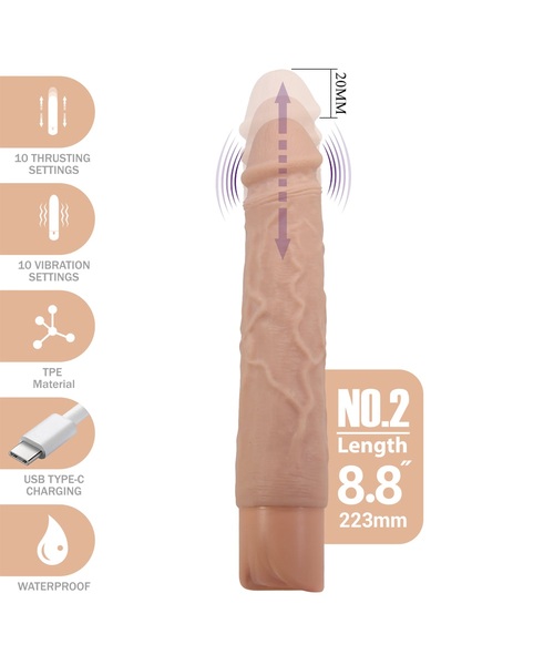 Pênis Realístico Kessler 22,3 cm com 10 Modos de Vibração e 10 Modos de Vai e Vem – Recarregável - Imagem 2