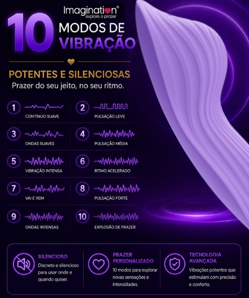 Vibrador de Calcinha Feito de Silicone - Com 10 Vibrações - Controle via App - Linha Conexão - Imagination® - Imagem 4