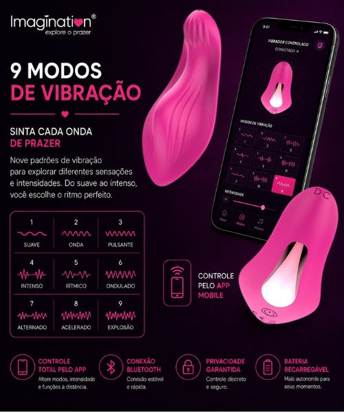 Vibrador de Calcinha com Controle à Distância via Aplicativo Mobile - Linha Conexão - Imagination® - Imagem 5