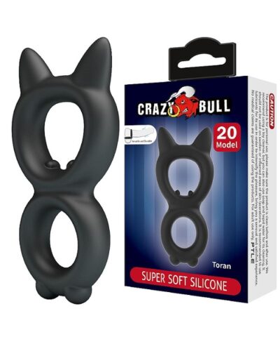 Anel Peniano Duplo Texturizado e Confeccionado em Silicone Super Flexível- Toran - 1,0 x 9,3 cm - Crazy Bull