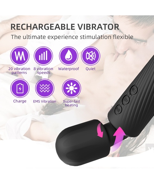 Vibrador Varinha Mágica Recarregável com Função de Leve Aquecimento e Função de "Choque" com 20 Vibrações e 8 Velocidades – YOUVIBE (cópia) - Imagem 10