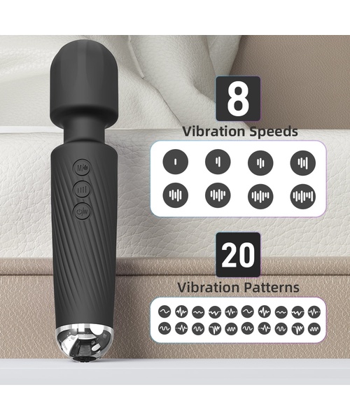 Vibrador Varinha Mágica Recarregável com Função de Leve Aquecimento e Função de "Choque" com 20 Vibrações e 8 Velocidades – YOUVIBE (cópia) - Imagem 9