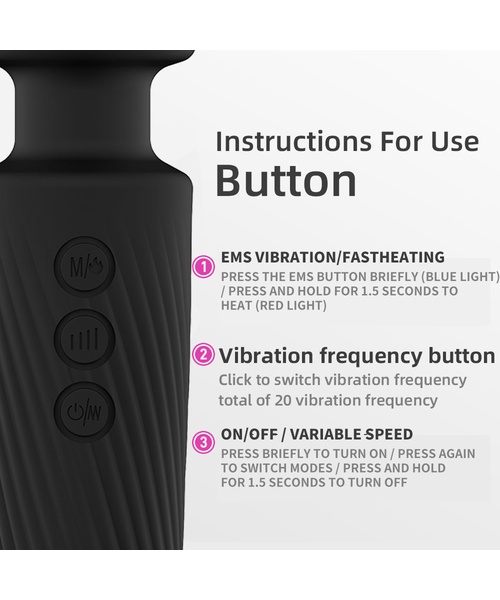 Vibrador Varinha Mágica Recarregável com Função de Leve Aquecimento e Função de "Choque" com 20 Vibrações e 8 Velocidades – YOUVIBE (cópia) - Imagem 11