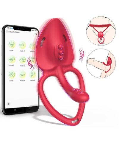 Anel Peniano Vibratório com Cinta 2 em 1 - Com Estimulador de Clitóris e com Controle Remoto via APP - MANNUO