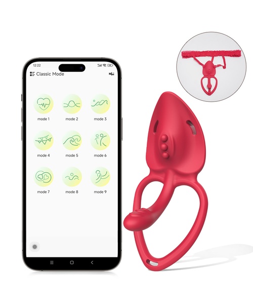 Anel Peniano Vibratório com Cinta 2 em 1 - Com Estimulador de Clitóris e com Controle Remoto via APP - MANNUO - Imagem 2