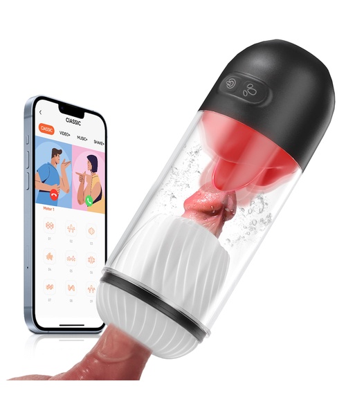 Masturbador Lanterna Recarregável com 9 Modos de Vibração e Língua com 9 Modos de Rotação e Controle Remoto via APP - NV TOYS - Imagem 3