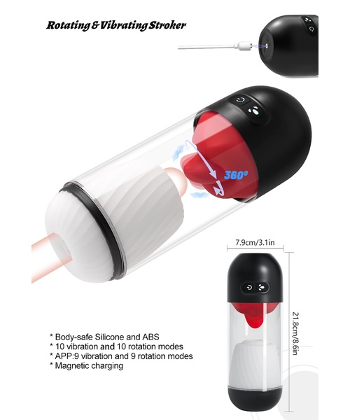 Masturbador Lanterna Recarregável com 9 Modos de Vibração e Língua com 9 Modos de Rotação e Controle Remoto via APP - NV TOYS - Imagem 31