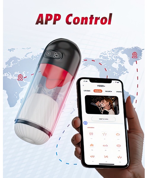 Masturbador Lanterna Recarregável com 9 Modos de Vibração e Língua com 9 Modos de Rotação e Controle Remoto via APP - NV TOYS - Imagem 14