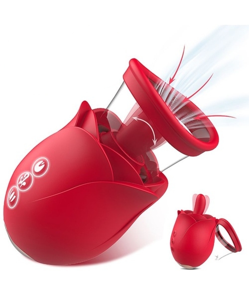 Vibrador de Clitóris em Formato de Rosa - Possui 4 Modos de Sucção, 9 Modos de Estimulação de Língua e 9 modos de Vibração - Flower Dance Carnival - S-Hande