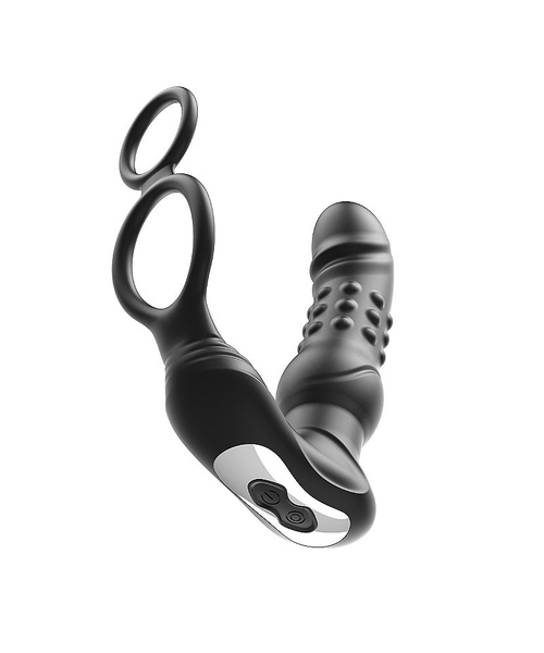 Vibrador de Próstata com Anel Duplo Peniano - Dedilhar / Vem cá com Vai e vem de Esferas - 15,8 x 4,8cm - Via APP À Longa Distância - Imagem 6