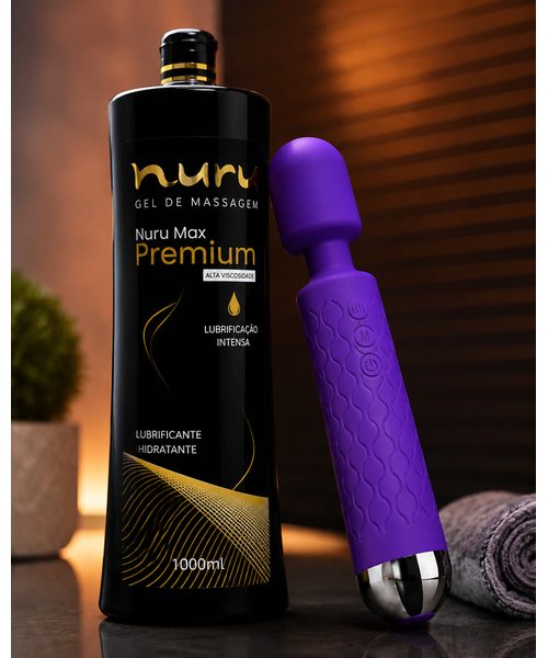 Kit Nuru Max Premium 1000ml + Varinha Mágica YouVibe 20 Vibrações Recarregável - Imagem 2