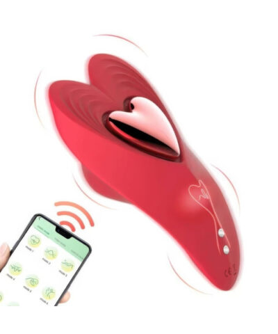 Vibrador de Calcinha em Formato de Coração com Controle por Aplicativo – 9 Modos de Vibração