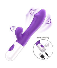 Vibrador Rabbit Duplo Ponto G com 20 Modos de Vibração Recarregável – Roxo