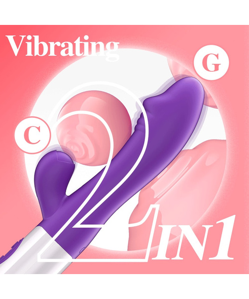 Vibrador Rabbit Duplo Ponto G com 20 Modos de Vibração Recarregável – Roxo - Imagem 12