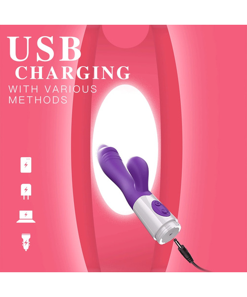 Vibrador Rabbit Duplo Ponto G com 20 Modos de Vibração Recarregável – Roxo - Imagem 10