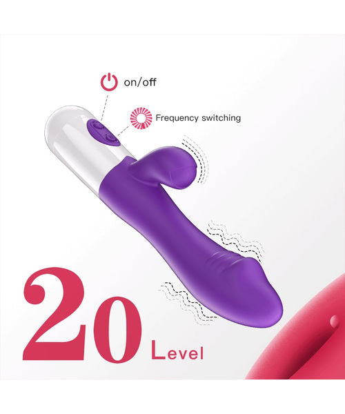 Vibrador Rabbit Duplo Ponto G com 20 Modos de Vibração Recarregável – Roxo - Imagem 5