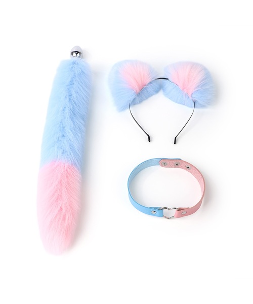 Kit Fantasia de Gatinha com Tiara de Orelhas, Coleira Ajustável e Cauda de Pelúcia – 3 Peças - Imagem 3