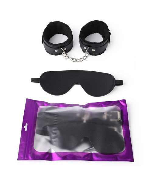 Kit Fetiche para Casal com Algemas Acolchoadas e Máscara para Olhos – Couro Sintético PU - Imagem 3