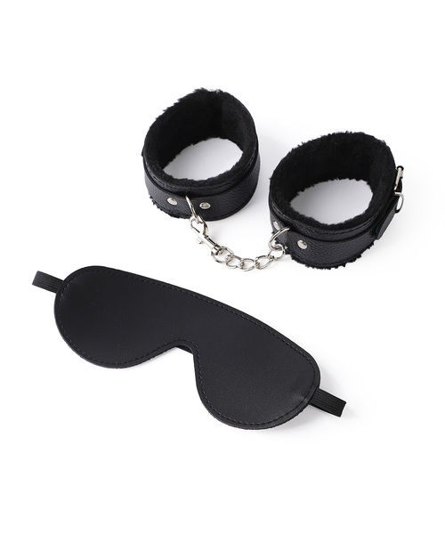 Kit Fetiche para Casal com Algemas Acolchoadas e Máscara para Olhos – Couro Sintético PU