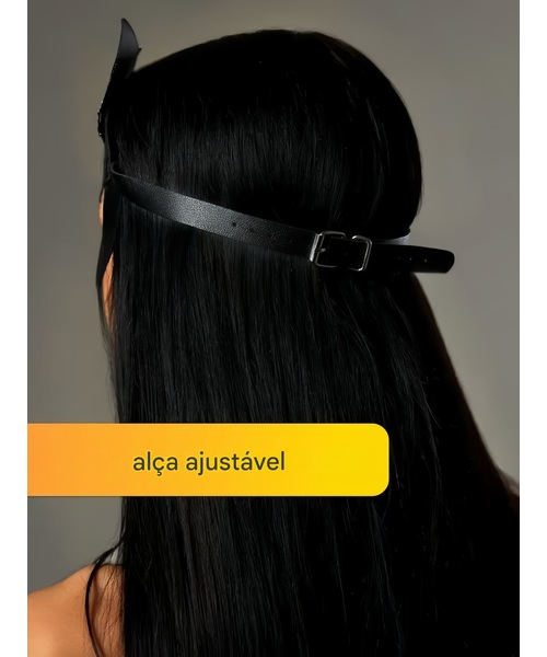 Máscara de Gatinha em Couro Sintético com Orelhas e Ajuste Regulável - Imagem 11
